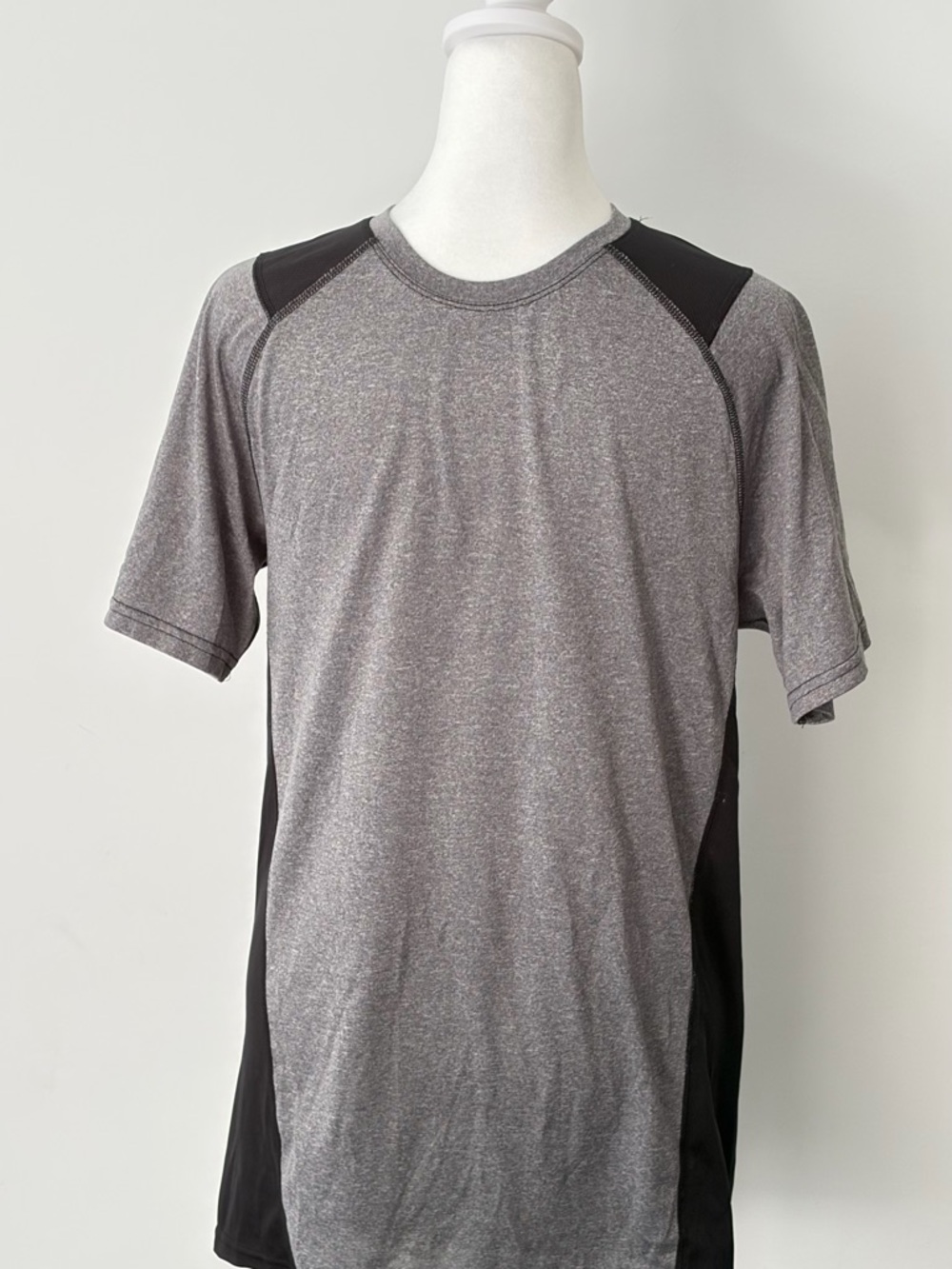RBX Men's Heather Gray Short Sleeve Athletic Tee with Black Accents